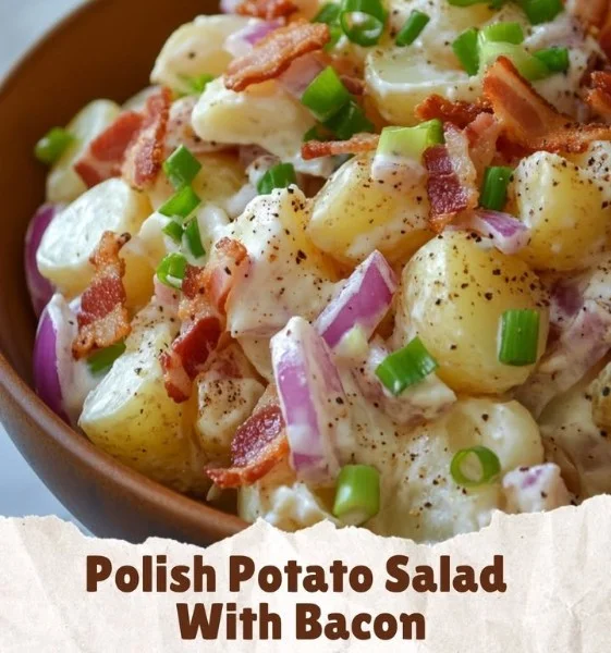 Kremowa Polska Sałatka Ziemniaczana z Bekonem na talerzu