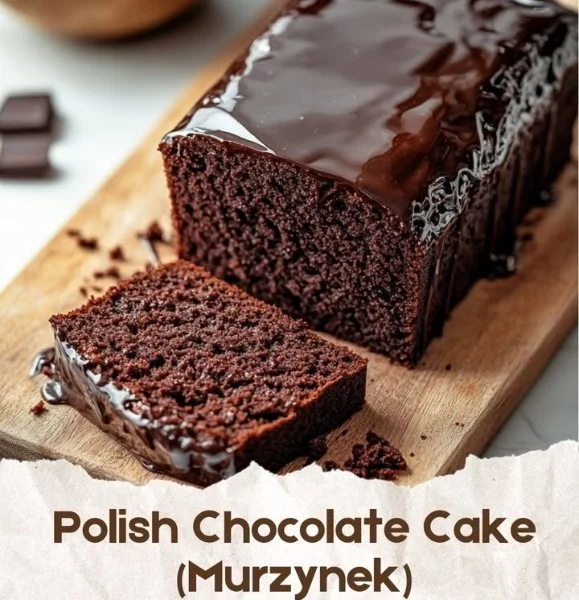 Tradycyjne polskie ciasto czekoladowe Murzynek na talerzu