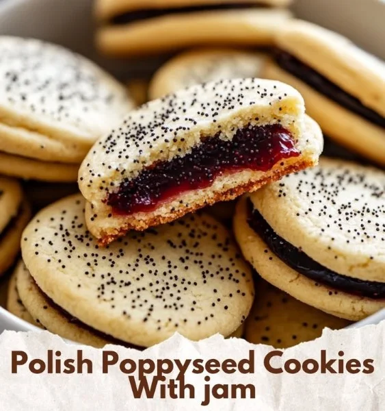 Polskie ciasteczka makowe z dżemem, małe wypieki pełne smaku