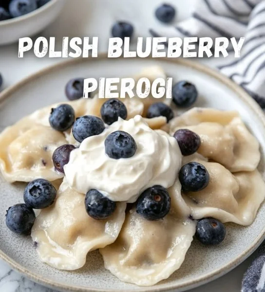 Polskie pierogi z jagodami na talerzu