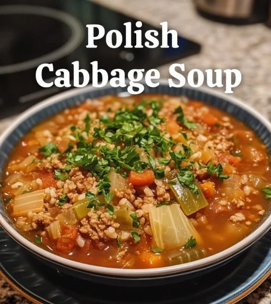 Zupa z kapusty w talerzu, świeże warzywa i aromatyczne przyprawy